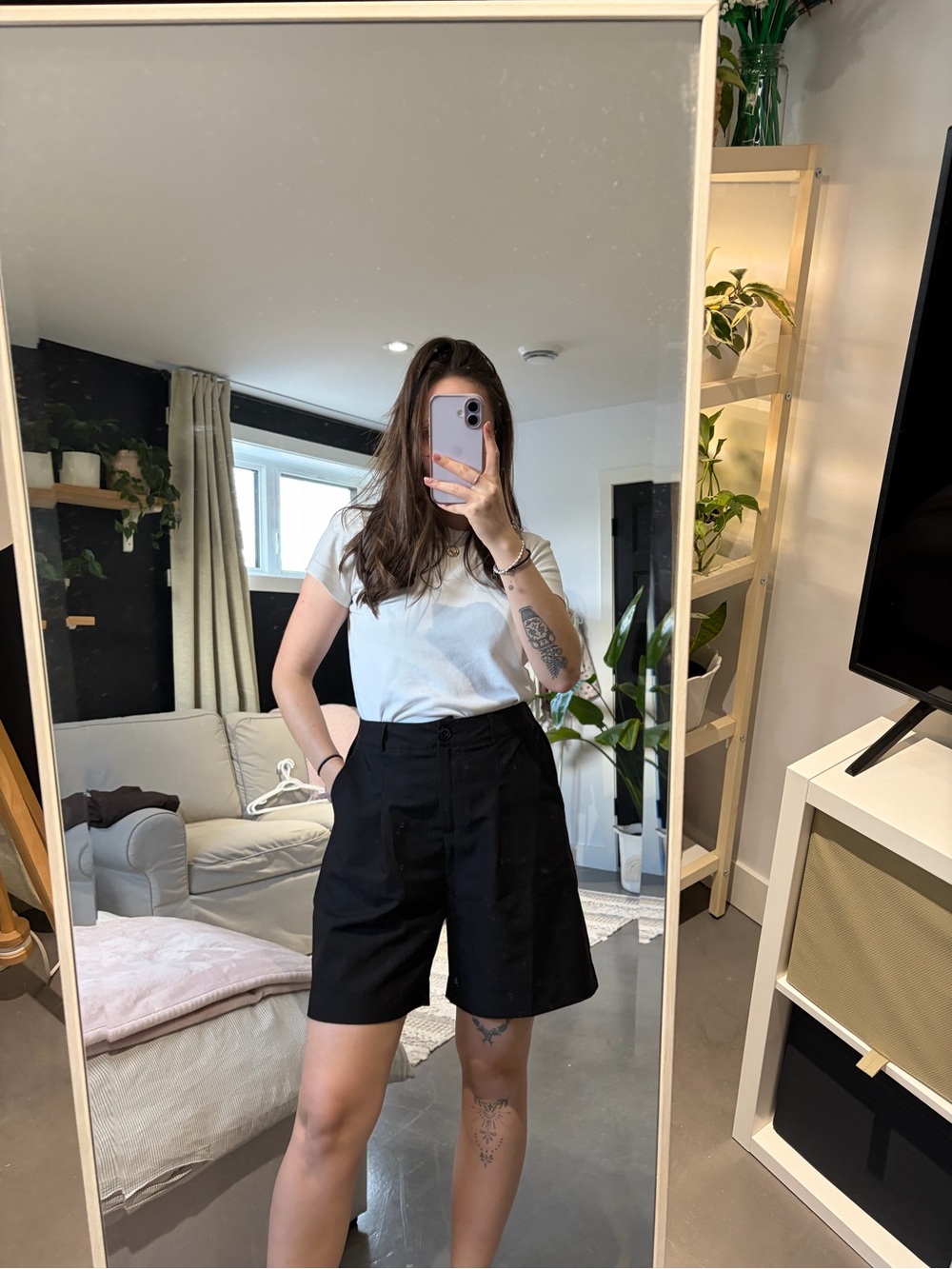 Black High-Waist Bermuda Shorts